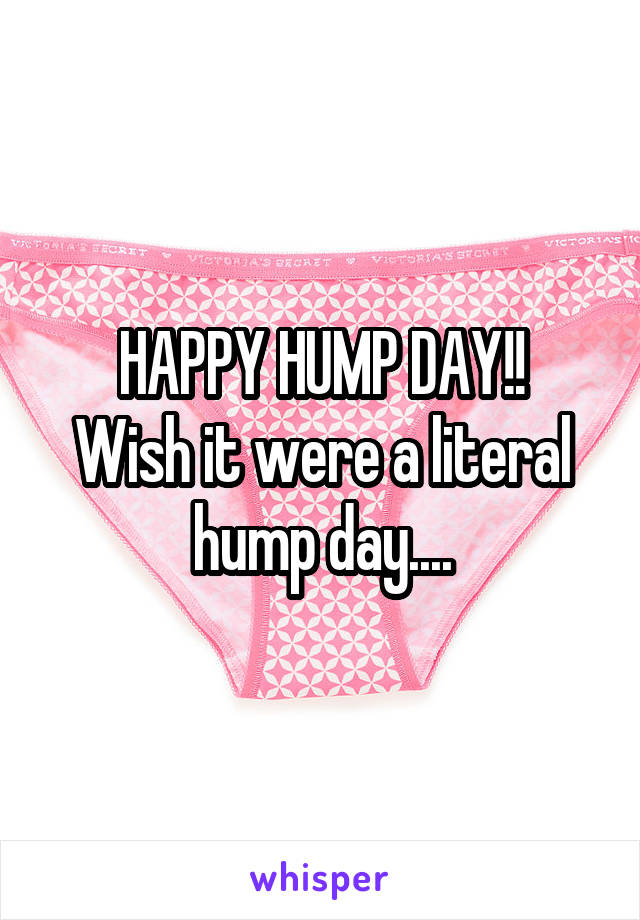 HAPPY HUMP DAY!!
Wish it were a literal hump day....