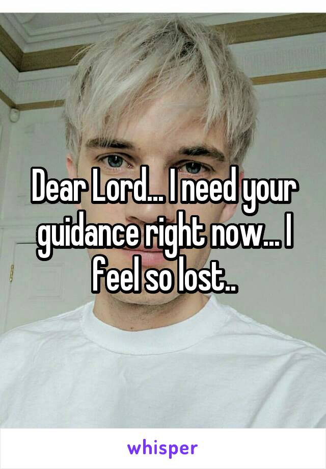 Dear Lord... I need your guidance right now... I feel so lost..