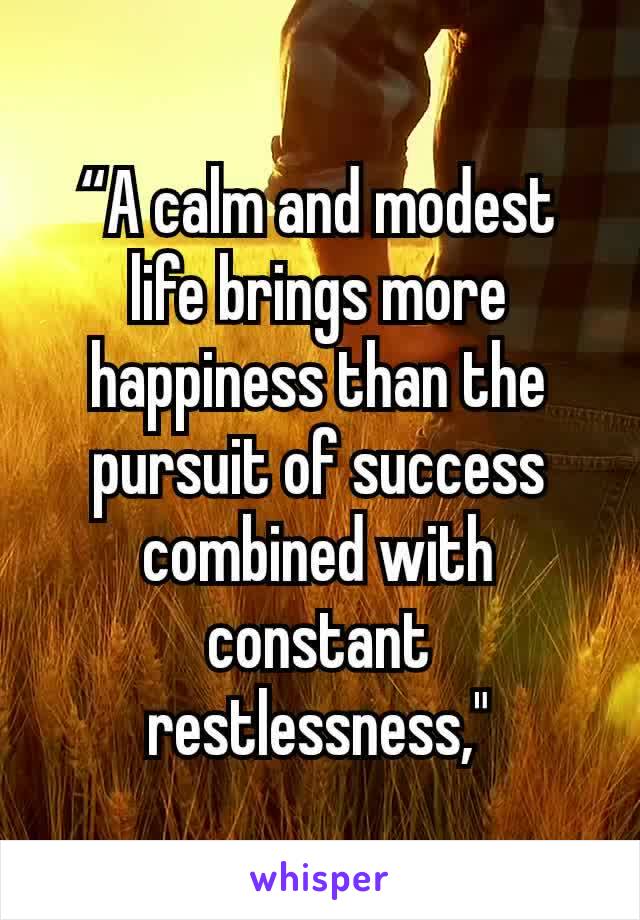 “A calm and modest life brings more happiness than the pursuit of success combined with constant restlessness,"
