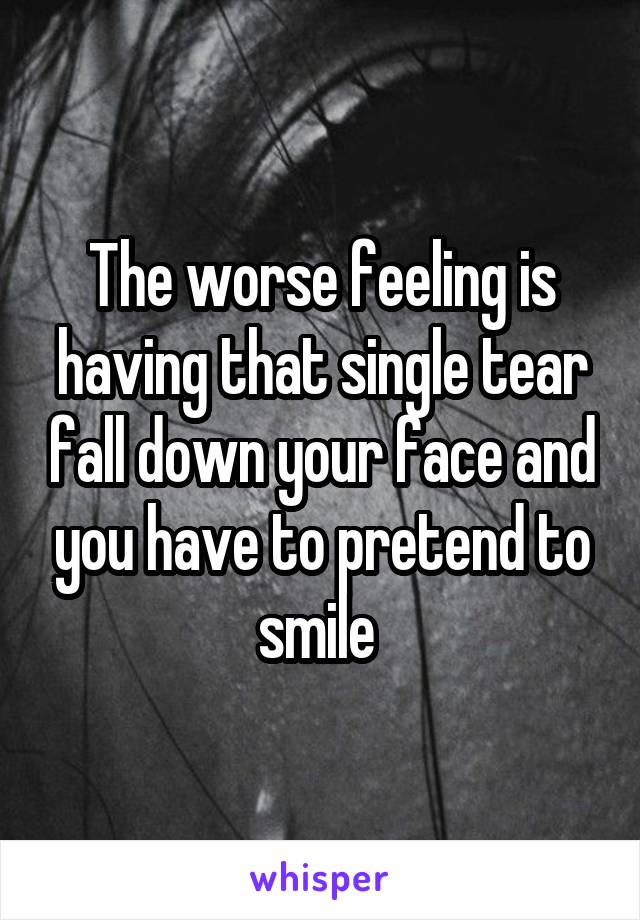 The worse feeling is having that single tear fall down your face and you have to pretend to smile 