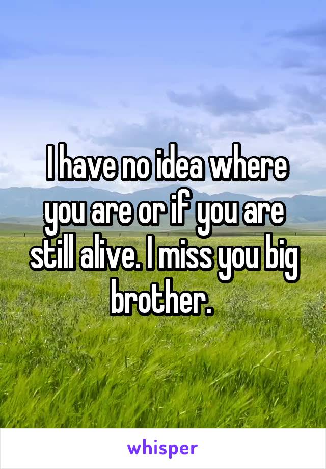  I have no idea where you are or if you are still alive. I miss you big brother. 