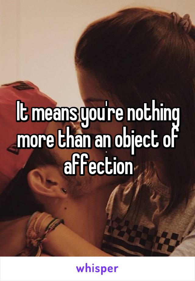 It means you're nothing more than an object of affection