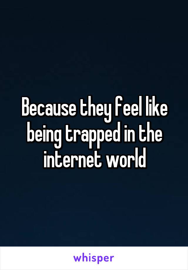 Because they feel like being trapped in the internet world