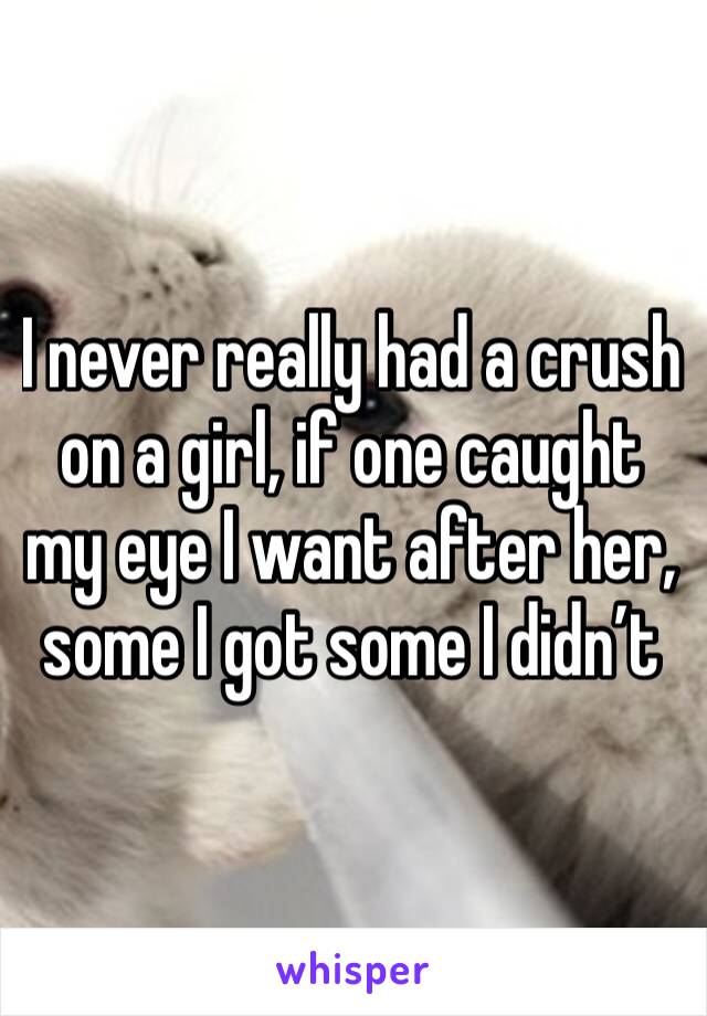 I never really had a crush on a girl, if one caught my eye I want after her, some I got some I didn’t 