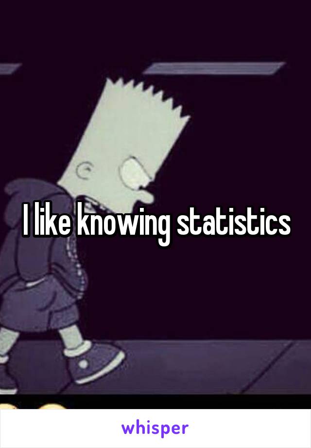 I like knowing statistics