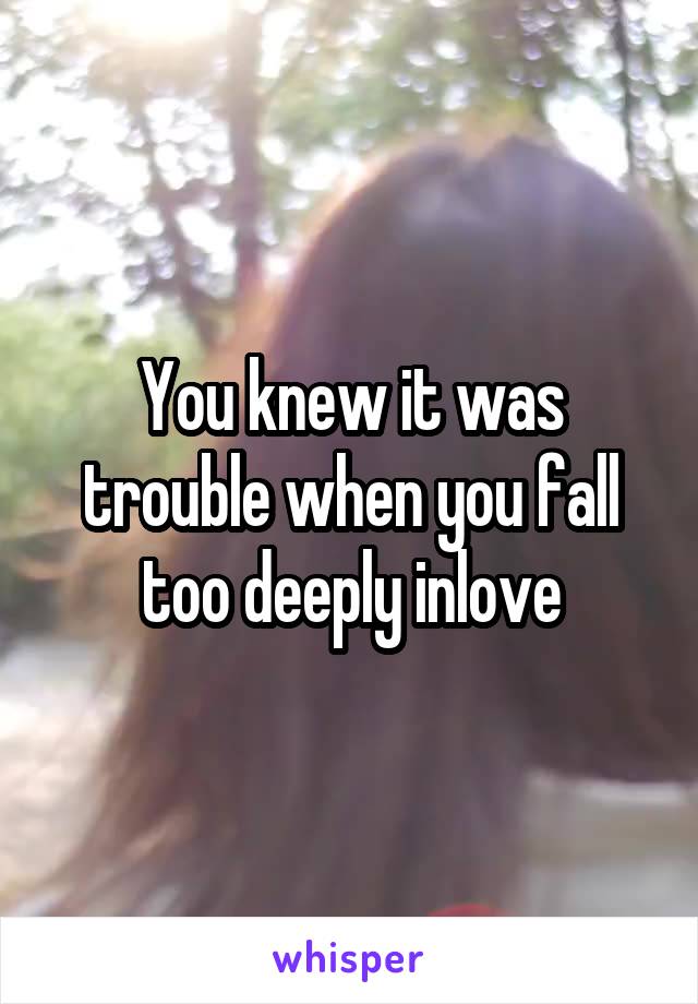 You knew it was trouble when you fall too deeply inlove