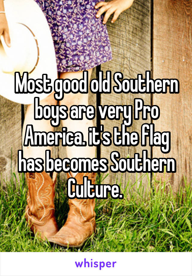 Most good old Southern boys are very Pro America. it's the flag has becomes Southern Culture. 