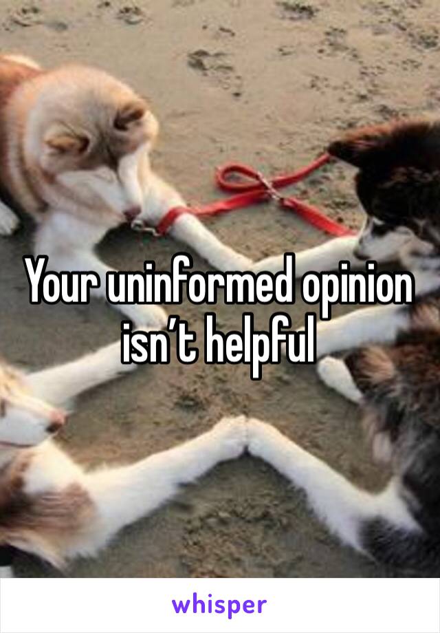 Your uninformed opinion isn’t helpful 