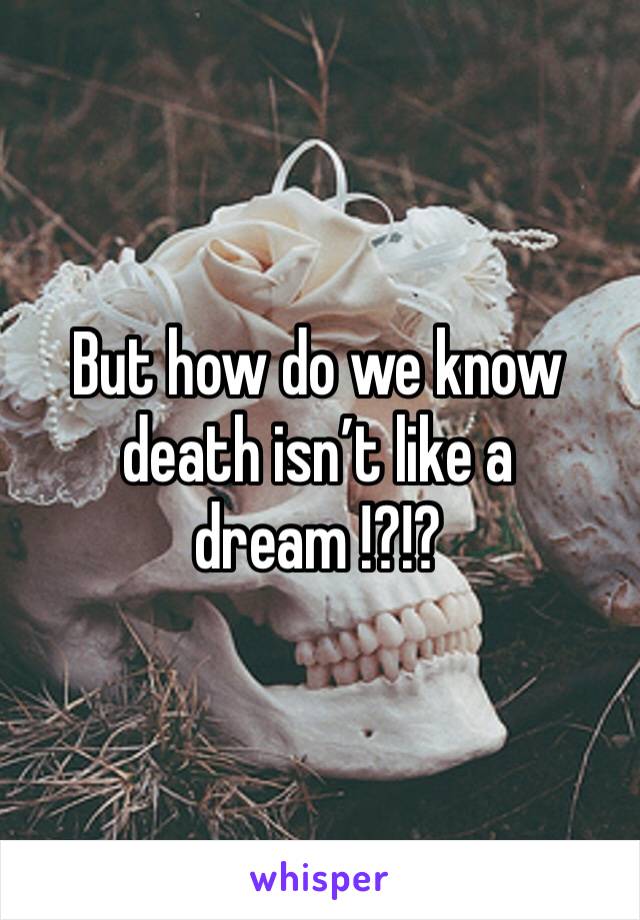 But how do we know death isn’t like a dream !?!?