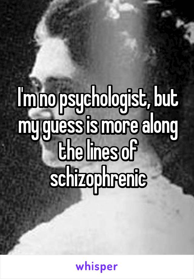 I'm no psychologist, but my guess is more along the lines of schizophrenic