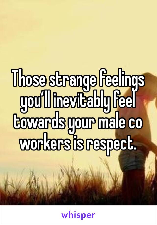 Those strange feelings you’ll inevitably feel towards your male co workers is respect. 