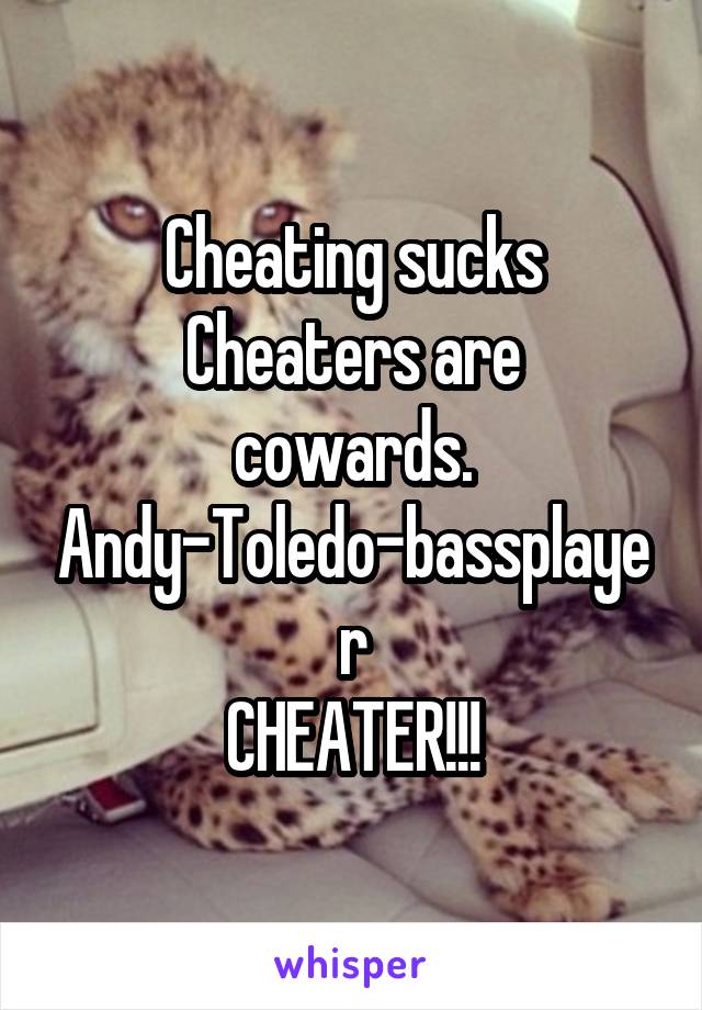 Cheating sucks
Cheaters are cowards.
Andy-Toledo-bassplayer
CHEATER!!!