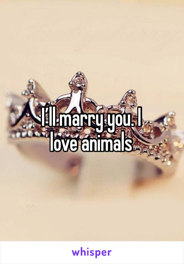 I’ll marry you. I love animals 