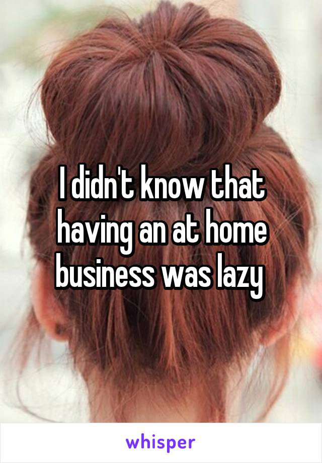 I didn't know that having an at home business was lazy 