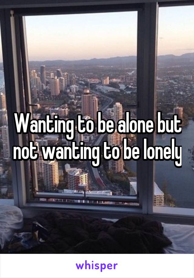 Wanting to be alone but not wanting to be lonely