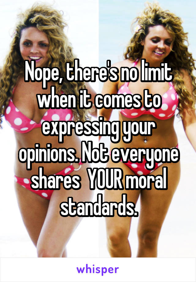 Nope, there's no limit when it comes to expressing your opinions. Not everyone shares  YOUR moral standards.