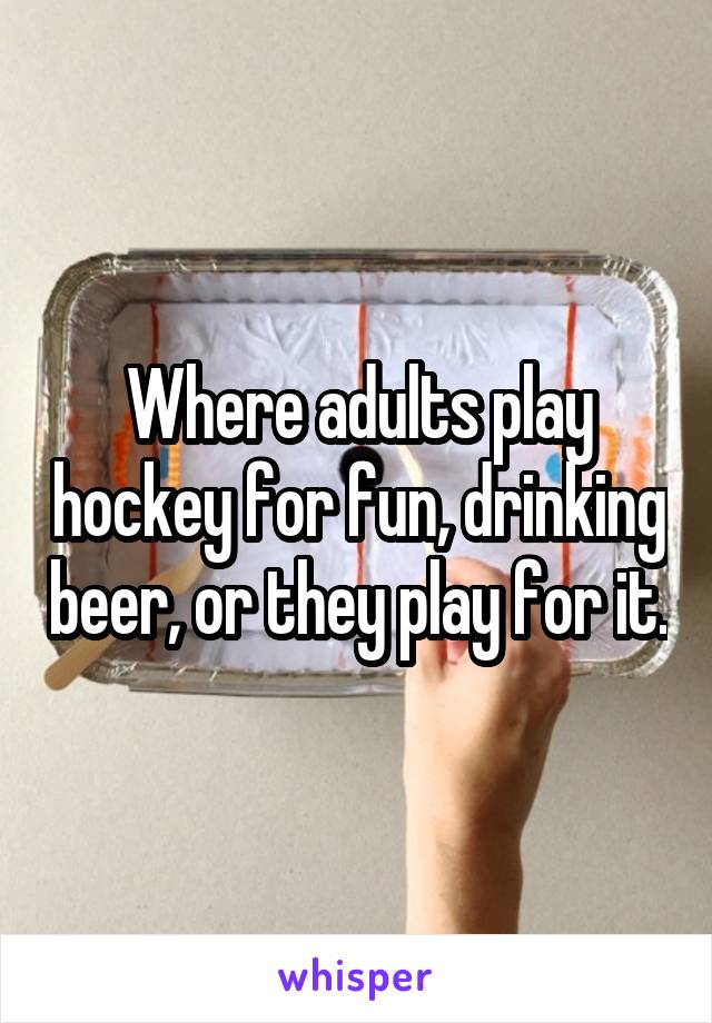 Where adults play hockey for fun, drinking beer, or they play for it.