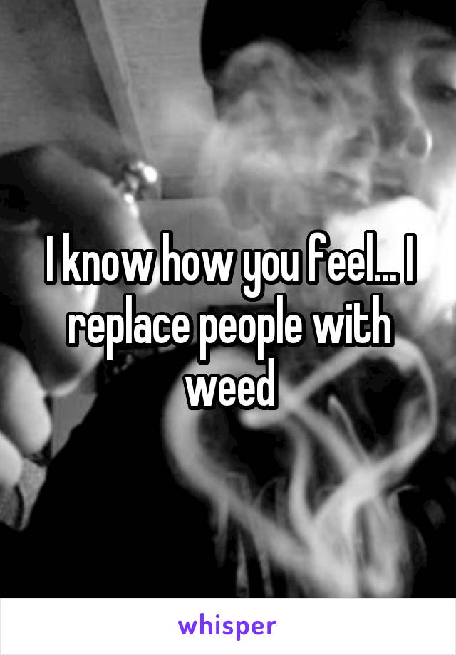 I know how you feel... I replace people with weed