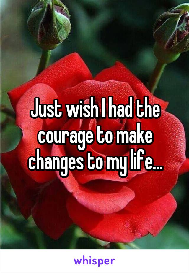 Just wish I had the courage to make changes to my life...