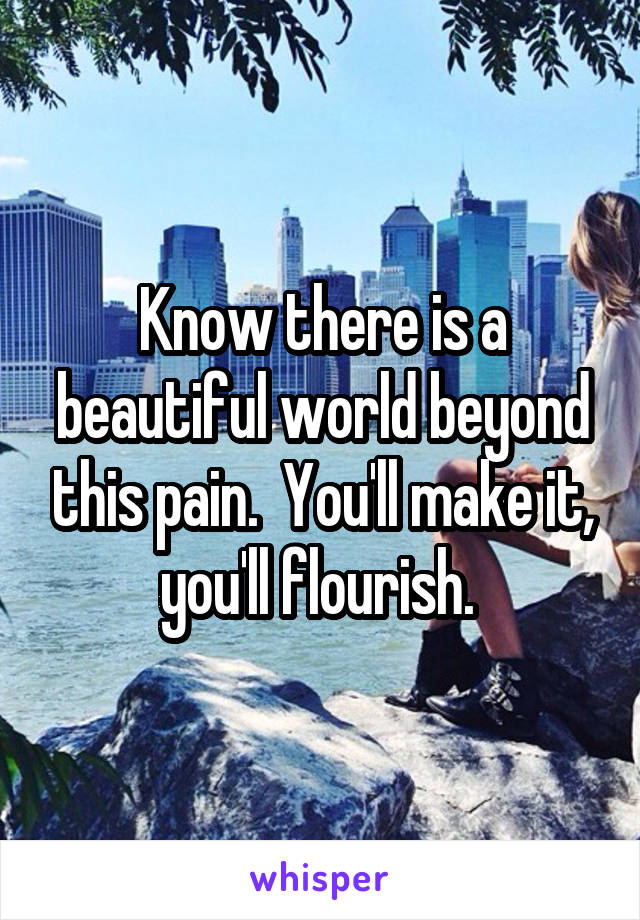 Know there is a beautiful world beyond this pain.  You'll make it, you'll flourish. 