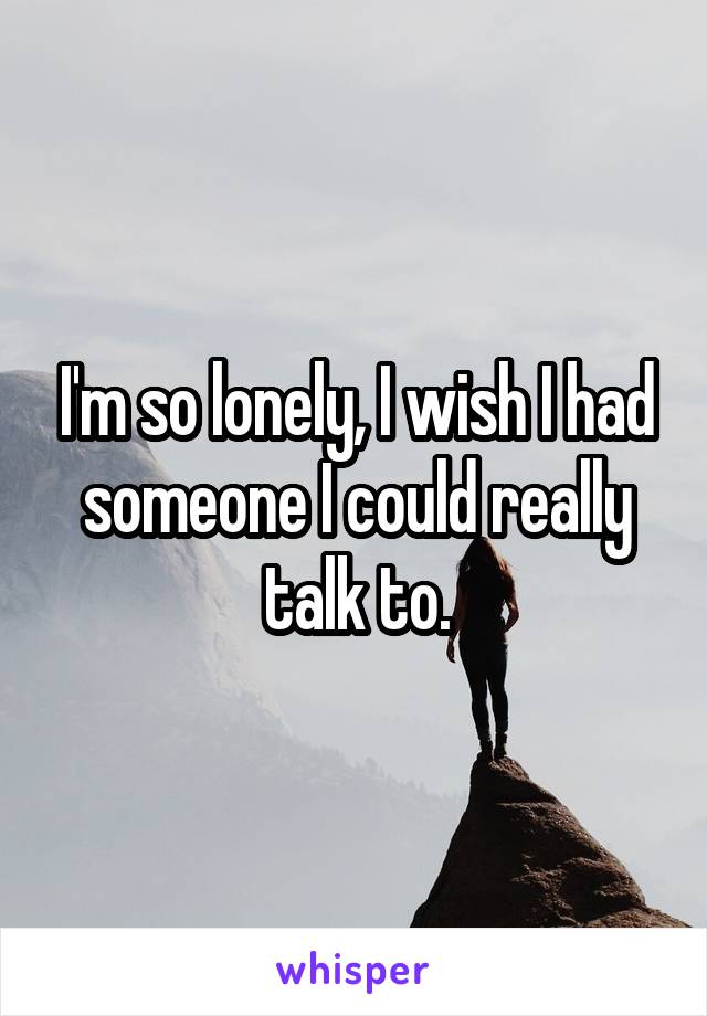 I'm so lonely, I wish I had someone I could really talk to.