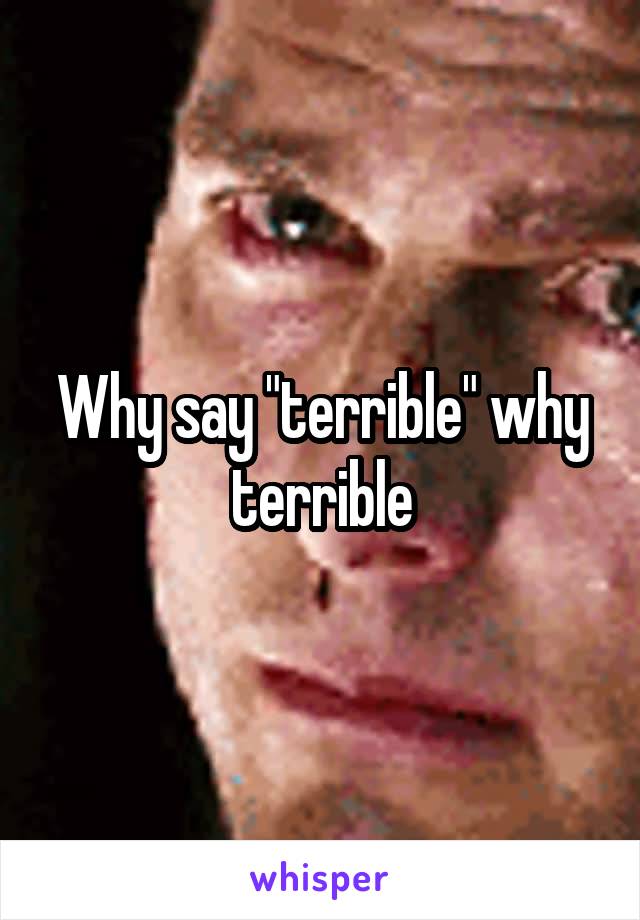 Why say "terrible" why terrible