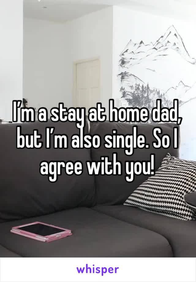 I’m a stay at home dad, but I’m also single. So I agree with you!