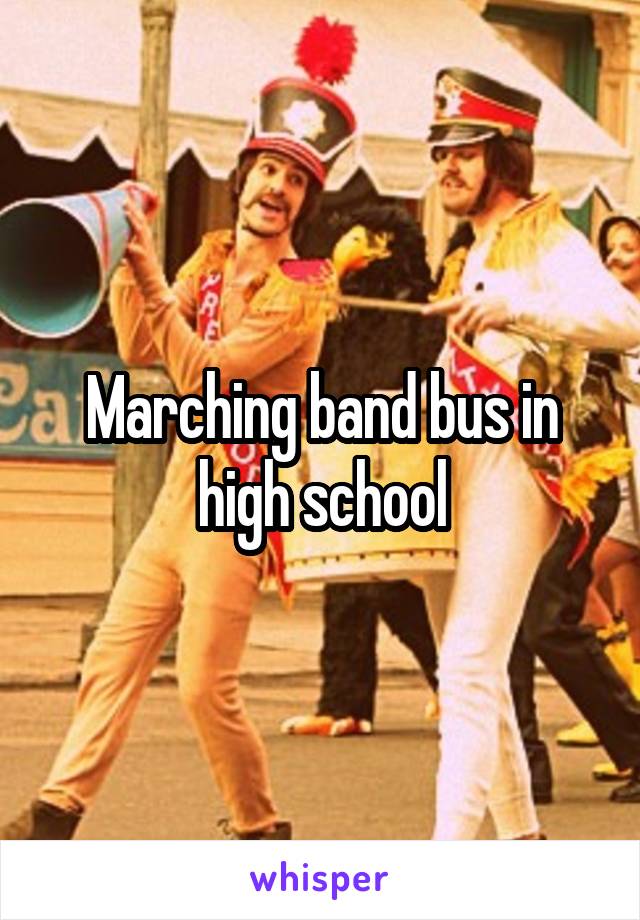 Marching band bus in high school