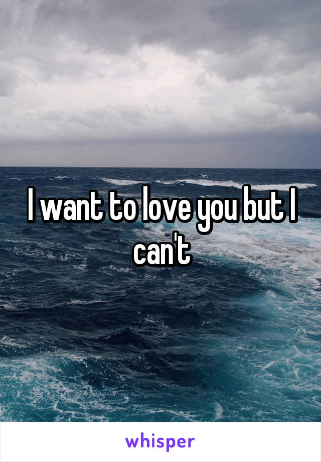 I want to love you but I can't