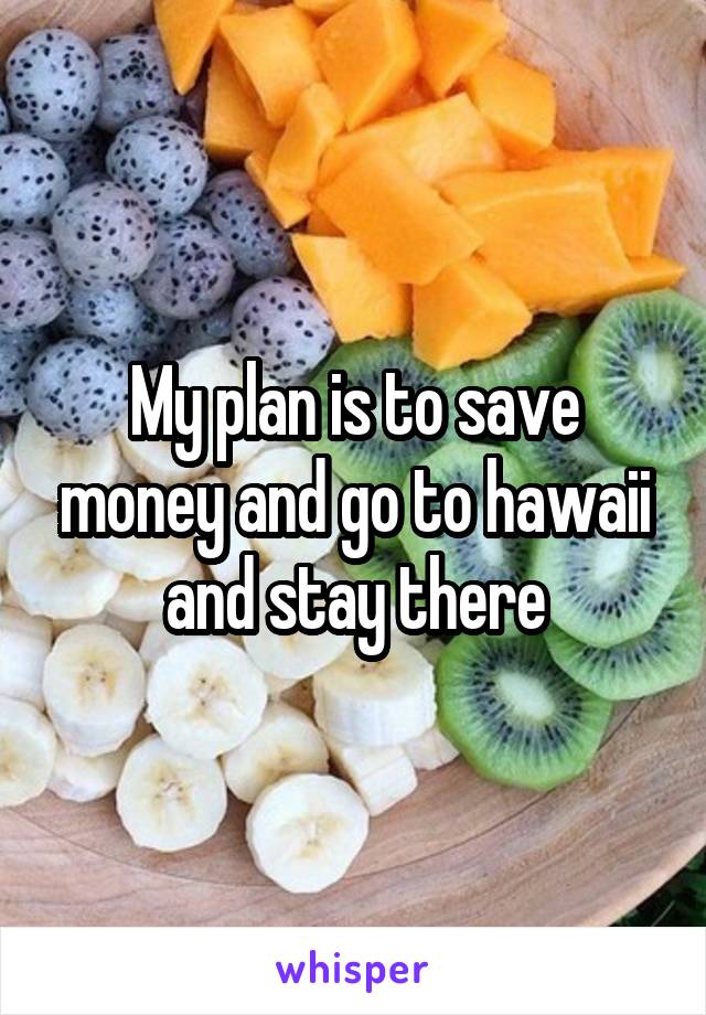 My plan is to save money and go to hawaii and stay there