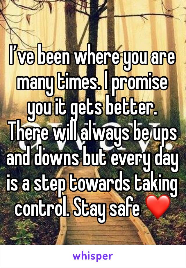 I’ve been where you are many times. I promise you it gets better. There will always be ups and downs but every day is a step towards taking control. Stay safe ❤️