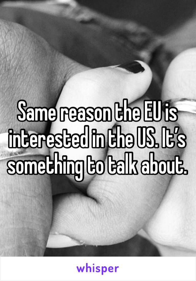 Same reason the EU is interested in the US. It’s something to talk about.