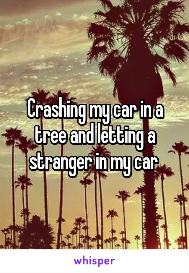 Crashing my car in a tree and letting a stranger in my car 