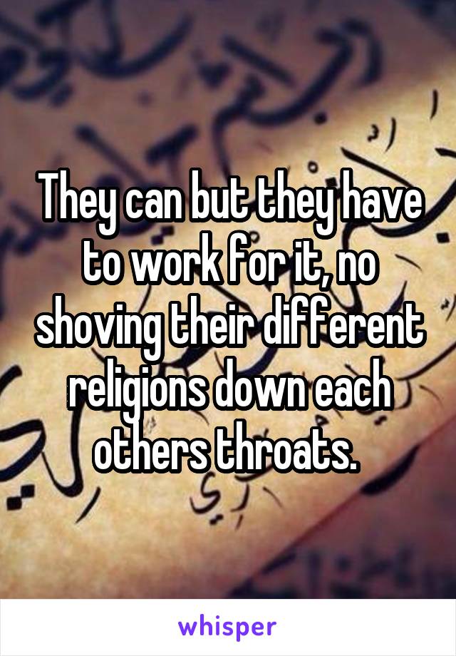 They can but they have to work for it, no shoving their different religions down each others throats. 