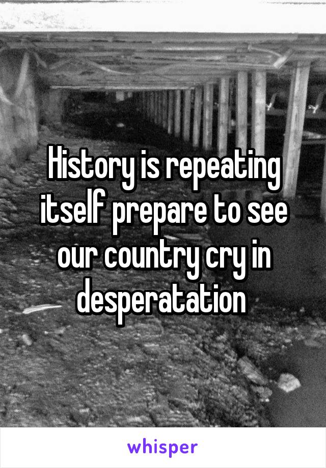 History is repeating itself prepare to see our country cry in desperatation 
