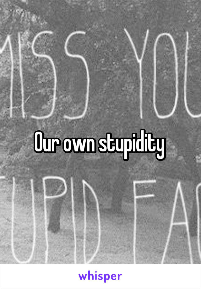 Our own stupidity 