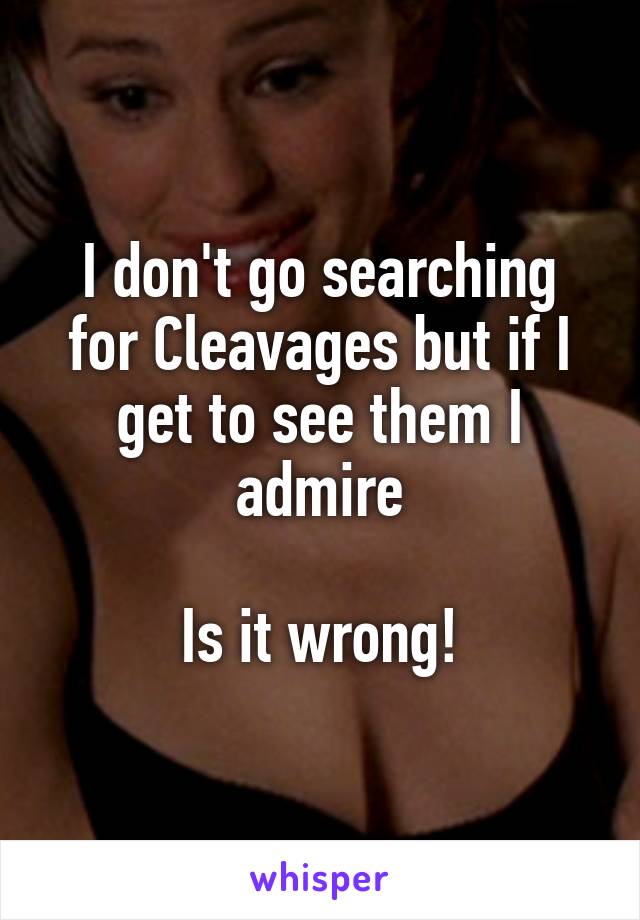I don't go searching for Cleavages but if I get to see them I admire

Is it wrong!