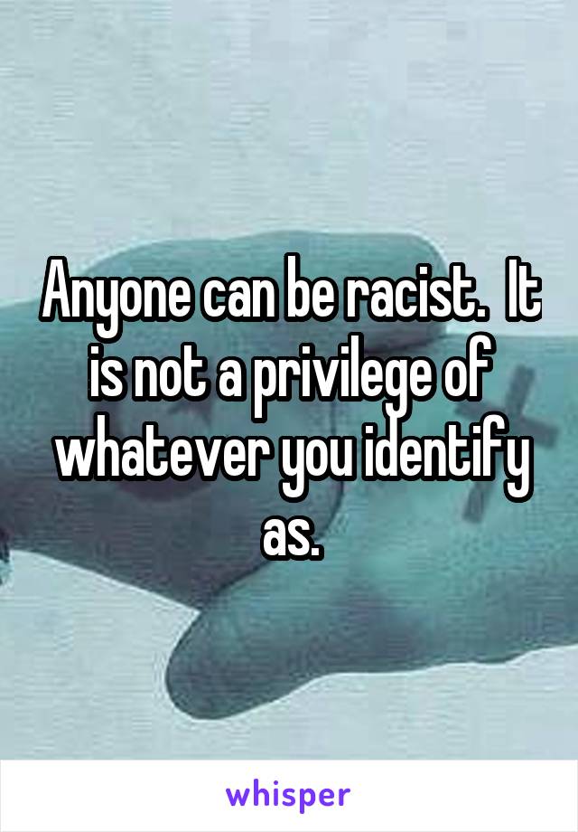 Anyone can be racist.  It is not a privilege of whatever you identify as.
