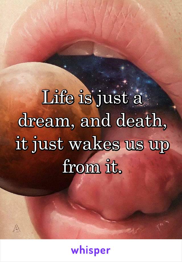 Life is just a dream, and death, it just wakes us up from it.