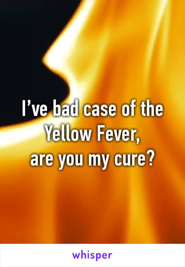 I’ve bad case of the Yellow Fever,
are you my cure?