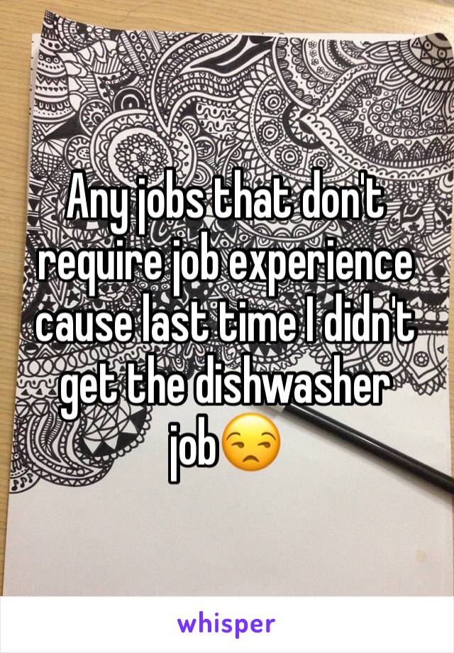 Any jobs that don't require job experience cause last time I didn't get the dishwasher jobðŸ˜’ 