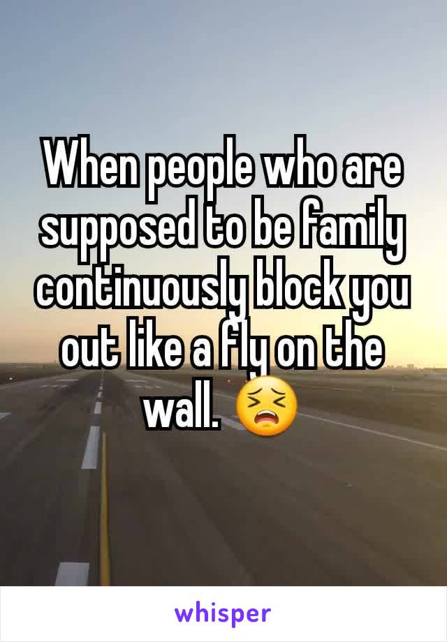 When people who are supposed to be family continuously block you out like a fly on the wall. ðŸ˜£
