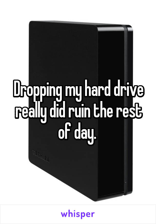 Dropping my hard drive really did ruin the rest of day. 