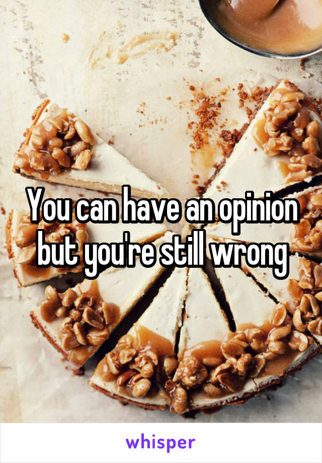 You can have an opinion but you're still wrong