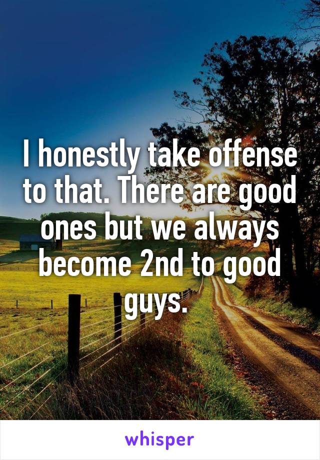 I honestly take offense to that. There are good ones but we always become 2nd to good guys. 