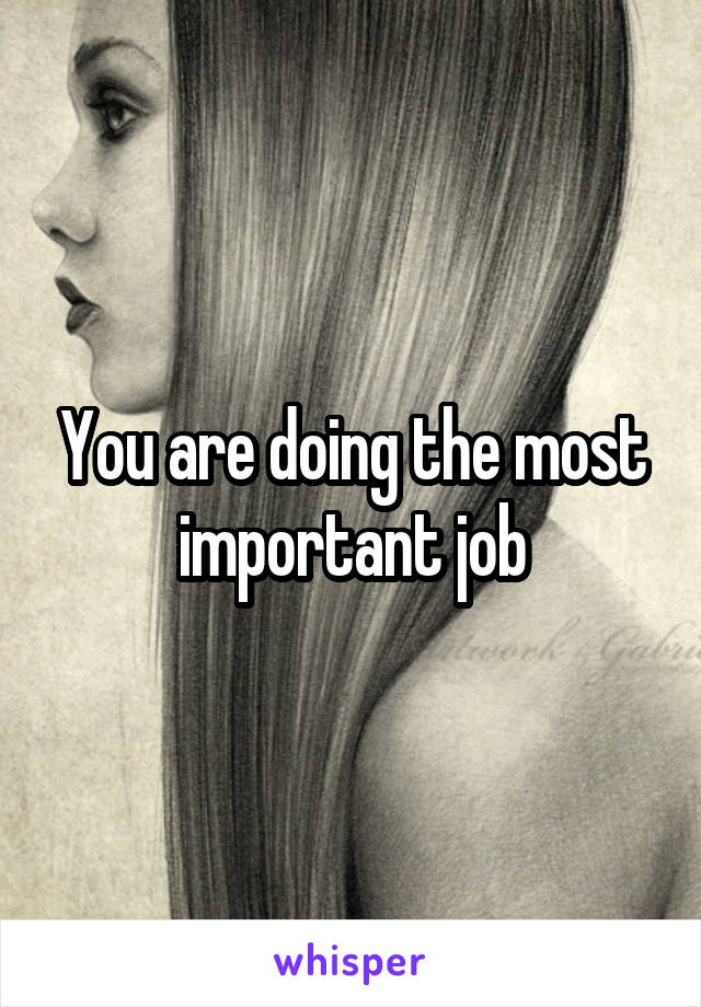 You are doing the most important job