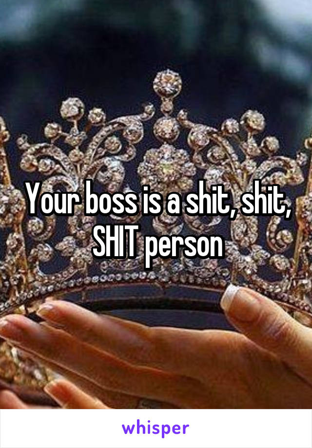 Your boss is a shit, shit, SHIT person