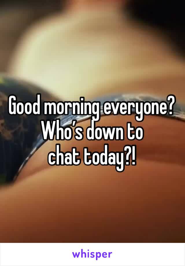 Good morning everyone?
Who’s down to chat today?!