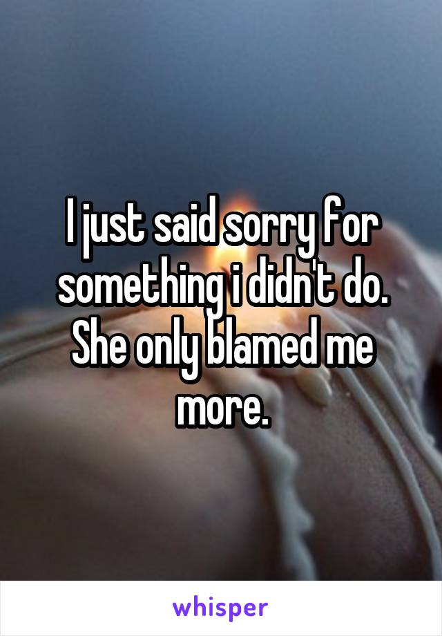 I just said sorry for something i didn't do. She only blamed me more.