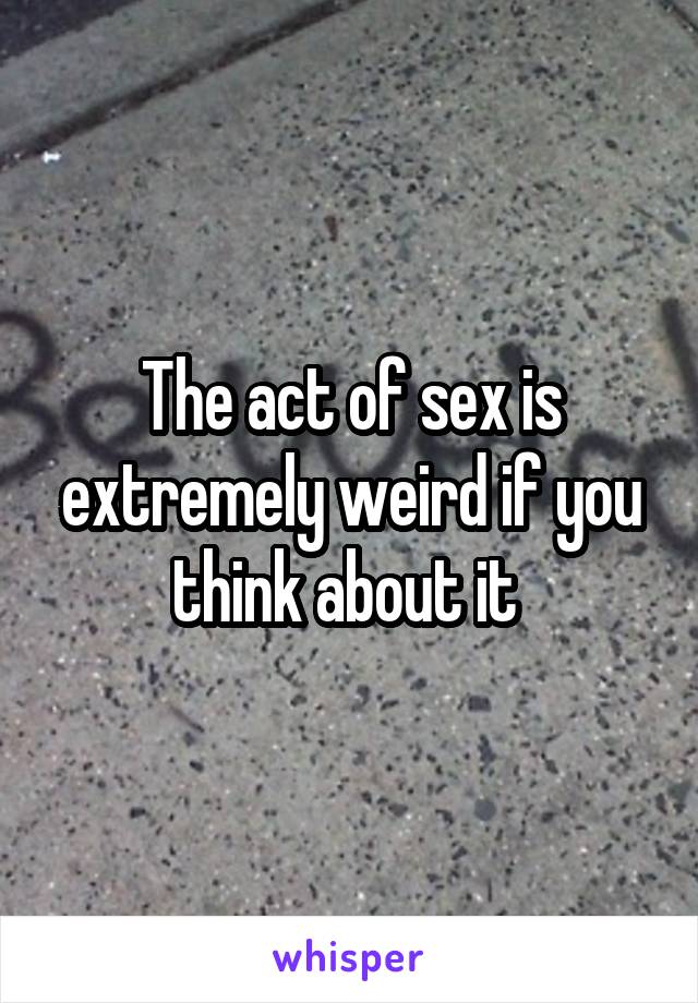 The act of sex is extremely weird if you think about it 